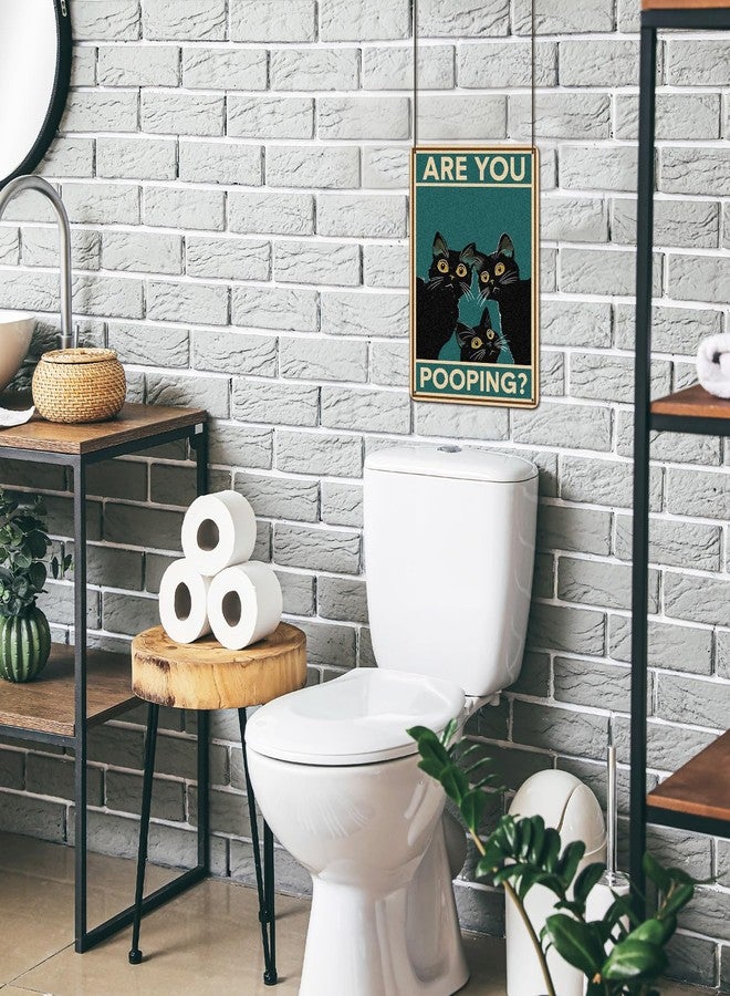 Otoolling 9 Pcs Retro Tin Sign Vintage Black Cat Bathroom Wall Decor Funny Are You Pooping Signs Cat Lovers Gift for Restroom Toilet Bathroom Apartment Home Bar 8 x 12 Inches - Image 2